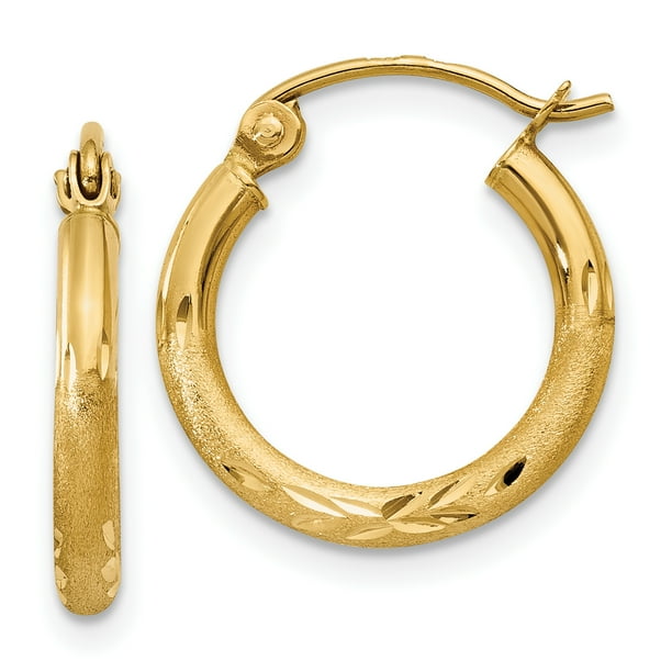 14k Yellow Gold Round Tube Hoop Earrings Ear Hoops Set Fine Jewelry For Women Gifts For Her 14k Yellow Gold Round Tube Hoop Earrings Ear Hoops Set Fine Jewelry For Women Gifts For Her
